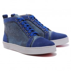 Christian Louboutin Louis sneakers met strasssteentjes in het blauw