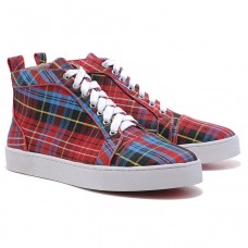 Christian Louboutin Louis Tar Taupe sneakers rood