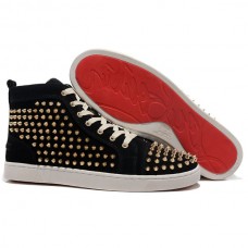 Christian Louboutin Louis Gold Spikes Sneakers Zwart Christian Louboutin Louis Gold Spikes Sneakers Zwart