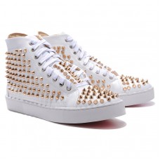 Christian Louboutin Louis Gold Spikes Sneakers Wit Christian Louboutin Louis Gold Spikes Sneakers Wit