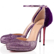 Christian Louboutin Crazy Fur Pumps 120mm Paars Christian Louboutin Crazy Fur Pumps 120mm Paars