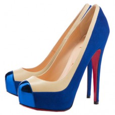 Christian Louboutin Mago Two Tone Pumps 140mm Blauw Christian Louboutin Mago Two Tone Pumps 140mm Blauw