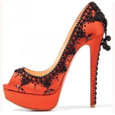 Christian Louboutin Torero 140mm Peep Toe Pumps Oranje
