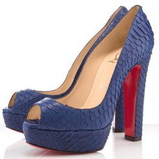 Christian Louboutin Bambou 140mm Peep Toe Pumps Marineblauw