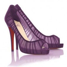 Christian Louboutin Champagne Chiffon Ambrosina 120mm Peep Toe Pumps Paars