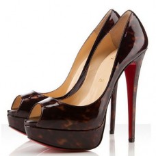 Christian Louboutin pumps met schildpadprint, 140 mm, open neus, rood Christian Louboutin pumps met schildpadprint, 140 mm, open neus, rood