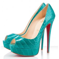 Christian Louboutin Lady Peep Toe Pumps 140mm Jade