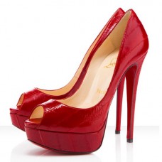 Christian Louboutin Lady Peep Toe Pumps 140mm Rood