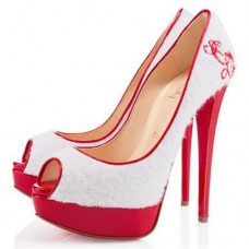 Christian Louboutin Lady Peep Toe Pumps 140mm Wit Christian Louboutin Lady Peep Toe Pumps 140mm Wit