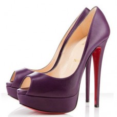 Christian Louboutin Lady Peep Toe Pumps 140mm Paars