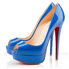 Christian Louboutin Lady Peep Toe Pumps 140mm Blauw