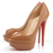 Christian Louboutin Lady Peep Toe Pumps 140mm Taupe