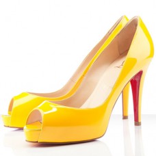 Christian Louboutin Very Prive 100mm Peep Toe Pumps Geel Christian Louboutin Very Prive 100mm Peep Toe Pumps Geel