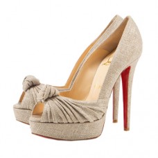 Christian Louboutin Greissimo 140 mm peeptoe-pompen taupe