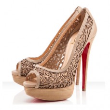 Christian Louboutin Pampas 140mm Peep Toe Pumps Beige Christian Louboutin Pampas 140mm Peep Toe Pumps Beige