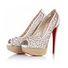 Christian Louboutin Pampas 140mm Peep Toe Pumps Wit