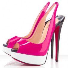 Christian Louboutin Lady Peep 140mm Slingbacks Rose Matador/Wit
