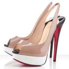 Christian Louboutin Lady Peep 140mm Slingbacks Nude/White