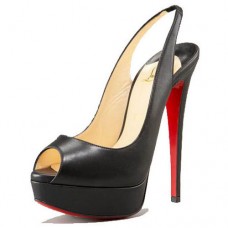 Christian Louboutin Lady Peep 140mm Slingbacks Zwart