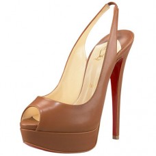 Christian Louboutin Lady Peep 140mm Slingbacks Bruin