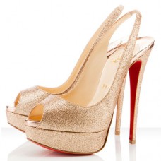 Christian Louboutin Lady Peep 140mm Slingbacks Goud