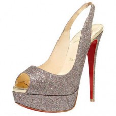 Christian Louboutin Lady Peep 140mm Slingbacks Zilver