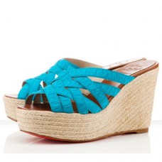 Christian Louboutin Crepon 100 mm wiggen turkoois