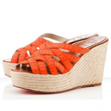Christian Louboutin Crepon 100 mm wiggen oranje