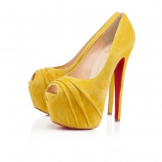 Christian Louboutin Drapeste 160mm Peep Toe Pumps Geel