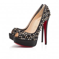 Christian Louboutin Lady Peep Spikes 140mm Peep Toe Pumps Zwart/Mix