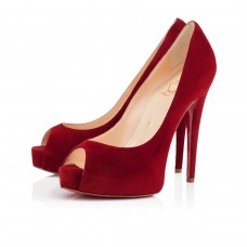 Christian Louboutin Vendome 120 mm peeptoe-pompen rood Christian Louboutin Vendome 120 mm peeptoe-pompen rood