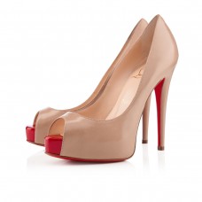 Christian Louboutin Vendome 120 mm peeptoe-pompen naakt/rood Christian Louboutin Vendome 120 mm peeptoe-pompen naakt/rood