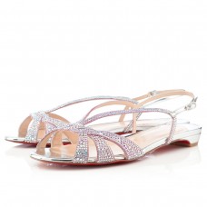 Christian Louboutin Lady platte sandalen met strass steentjes in zilver