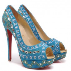 Christian Louboutin Bollywoody 140mm Peep Toe Pumps Blauw