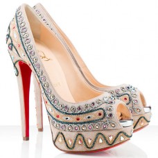 Christian Louboutin Bollywoody 140mm Peep Toe Pumps Wit