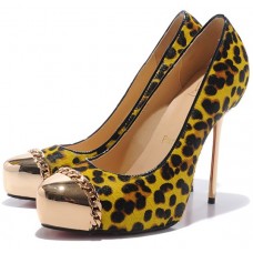 Christian Louboutin Metalipp pumps 120 mm, luipaardprint/geel