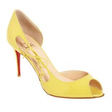 Christian Louboutin Delico 100mm Peep Toe Pumps Geel