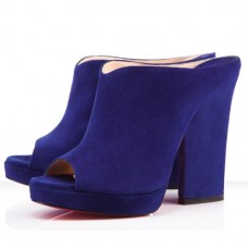 Christian Louboutin Roche Mule Peep Toe Pumps Indigo Christian Louboutin Roche Mule Peep Toe Pumps Indigo