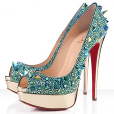 Christian Louboutin Very Mix 140mm Peep Toe Pumps Groen Christian Louboutin Very Mix 140mm Peep Toe Pumps Groen