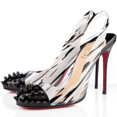 Christian Louboutin Epoca 100mm Slingbacks Zwart/Wit