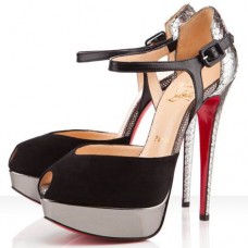Christian Louboutin No.299 140mm Sandalen Zwart/Zilver