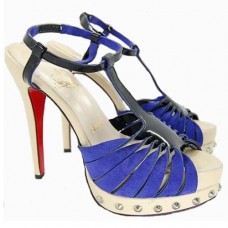 Christian Louboutin Zigounette 140mm sandalen blauw